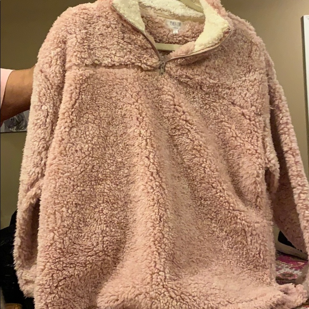 Peach Love Pink Furry Pullover